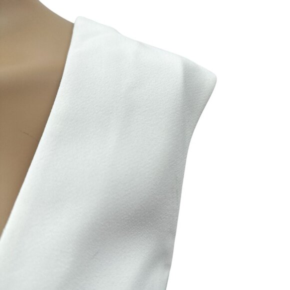 Marciano Crepe White Sleeveless Faux Wrap V-Neck Crop Top Zip Back Womens XS - Picture 6 of 9